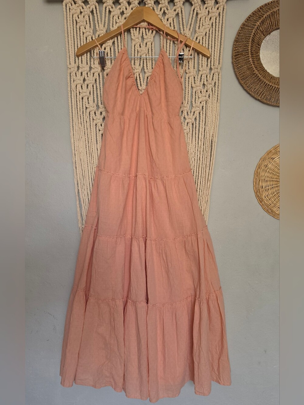 Abercrombie & Fitch Peach Tiered Spaghetti-Strap Maxi Dress - Picture 1 of 5